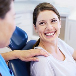 Smiling woman in dental chair