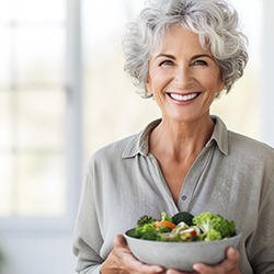 Woman smiling with dentures