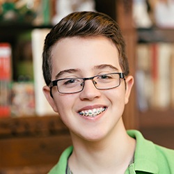 Young boy with braces