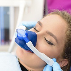 Relaxed patient with nitrous oxide nose mask