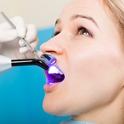 Patient receiving dental bonding