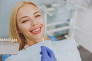 a closeup of a patient receiving veneers 